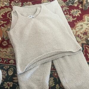 Cozy Cream Sherpa Tank and Pants pajama Set
